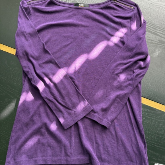 ABS Allen Schwartz Long Sleeve Tunic w/Zipper at Shoulders Size Large Purple EUC - Picture 3 of 7